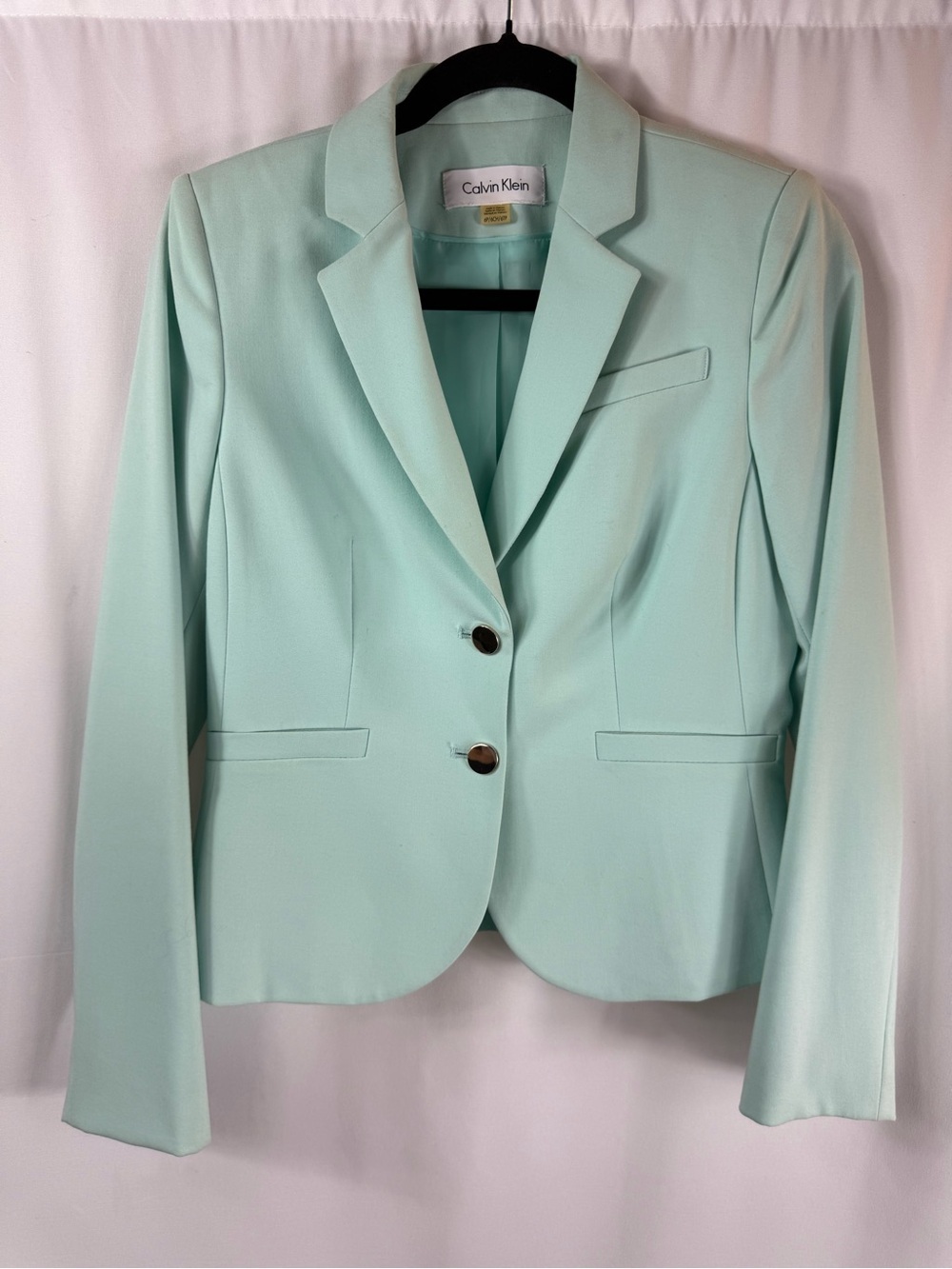 Calvin Klein Light Mint Single-Breasted Women's Blazer size: 6P